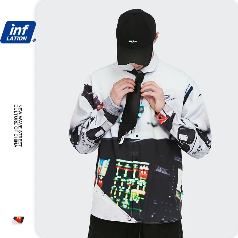 INFLATION Men Harajuku Long Sleeve Shirt 2020 Autumn Funny Digital Printing Shirt Man Oversied Hip Hop Shirt Men Sreetwear 2116W INFLATION Men Harajuku Long Sleeve Shirt 2020 Autumn Funny Digital Printing Shirt Man Oversied Hip Hop Shirt Men Sreetwear 2116W