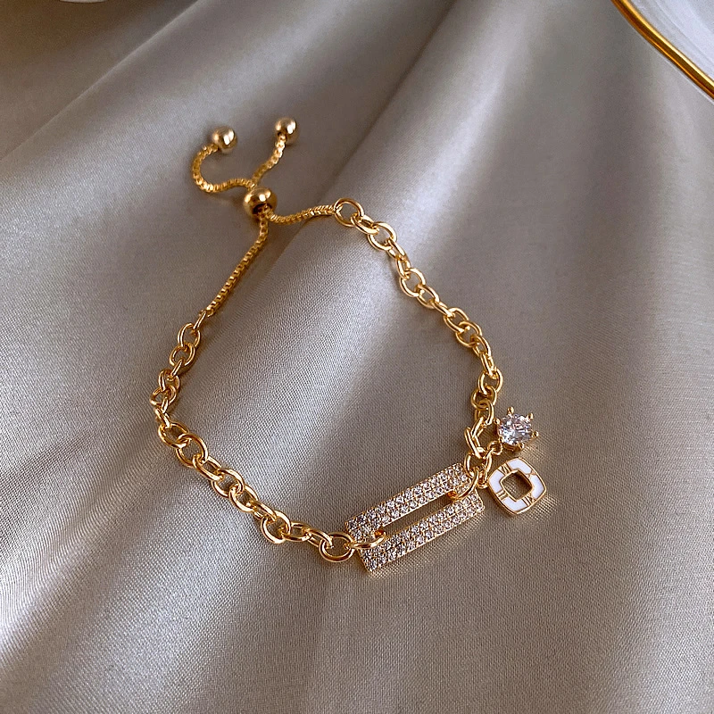 Origin Summer Unique Design Gold Color Cubic Zircon Charm Bracelet For Women Geometrical Rhinestone Bracelet Jewelry Wholesale Charm Bracelets Aliexpress