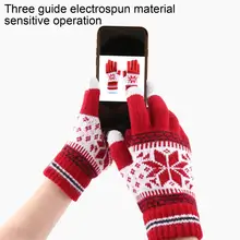 

Clothing Accessories 1 Pair Soft Snowflake Pattern Gloves Polyester Winter Gloves Three Fingers Touch Screen for Winter
