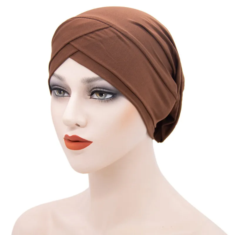 

Muslim Inner Hijab Elasticity Solid Under Scarf Islamic Turban Cover Headwrap Bonnet Plain Hijabs Turbans For Women 12 Colour