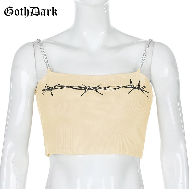 Women Chain Strap Crop Tops Bodycon Punk Style Streetwear Outfit