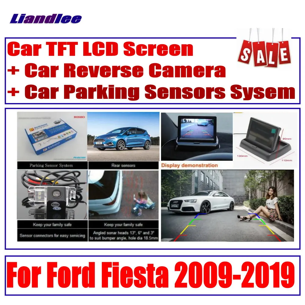 Автомобильная цифровая система датчиков парковки для Ford Fiesta 2009- HD монитор дисплей/задний вид автомобиля камера