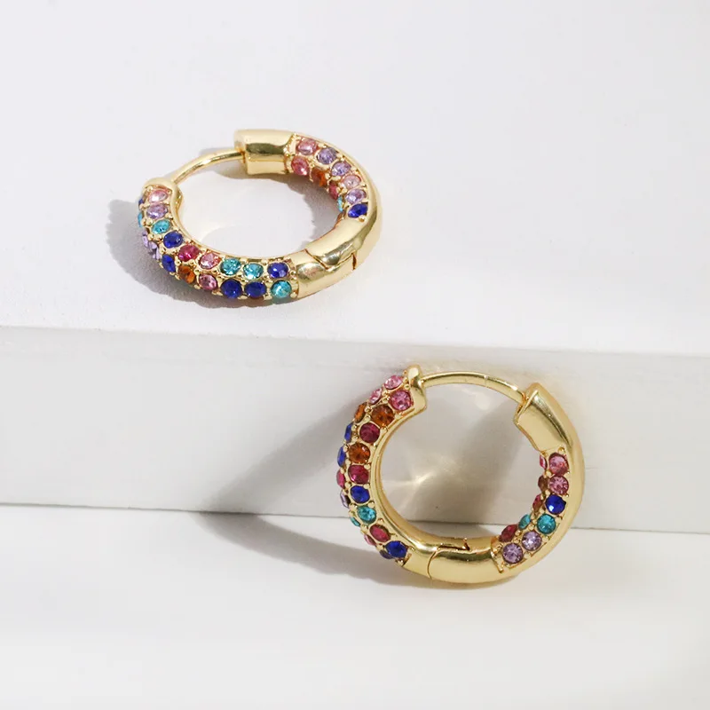 Богемные многоцветные кубические циркониевые круглые серьги-кольца геометрический круг медный Кристалл винтажные этнические Свадебные Ювелирные изделия Подарки