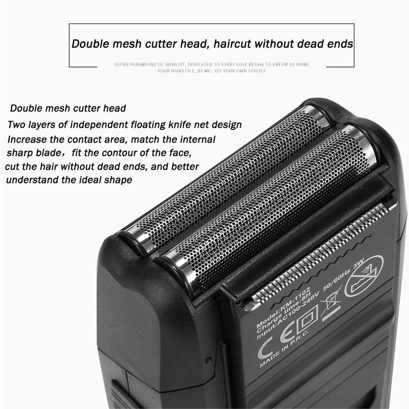 Kemei KM 1102 Rechargeable Cordless Shaver for Men Twin Blade Reciprocating Beard Razor Face Care Multifunction 4