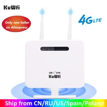 Kuwfi 4g roteador sim cartão 300mbps desbloqueado 4g cpe roteador sem fio 150mbps cat4 wifi móvel hotspot com slot para cartão sim 4 portas lan