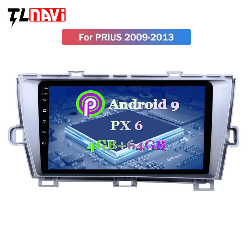 

PX6 4G+64G Android 9.0 GPS Navigation Radio for 2009-2013 Toyota Prius LHD RHD with Bluetooth USB WIFI