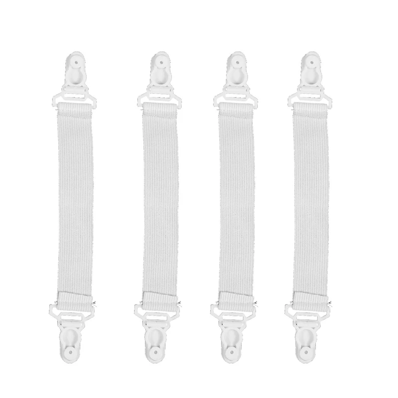 

4 Pcs Home White Elastic Mattress Bed Sheet Grippers Clips