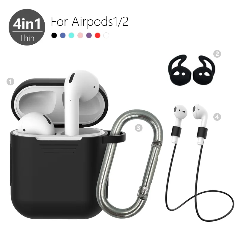 Мягкий силиконовый чехол 4 шт. в комплекте для Apple гарнитура для Airpods чехол s для Apple Airpods противоударный чехол для Air Pods защитный чехол