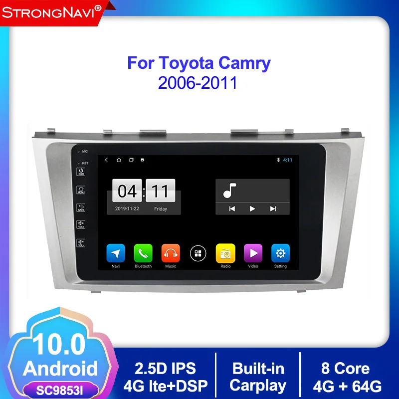 

2din Android 10.0 4+64G 4G lte Car Radio GPS Navigation For Toyota Camry 40 50 2007 2008 2009 2010 2011 Car Multimedia Player