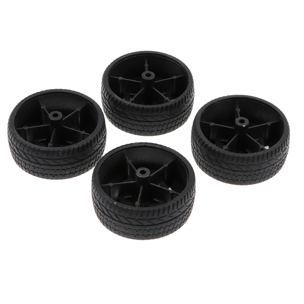 4pcs/lots 1: 10 Scale Touring  Car 5 Spoke Rubber Wheel Rims & Tires 48mm for DIY Remote Control Vehicle Modified Parts