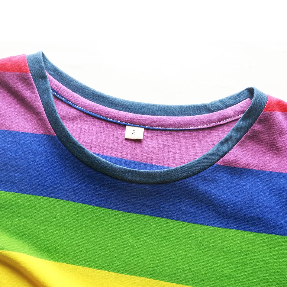 Women's Rainbow T-Shirt- Black and White Striped Shirt with Red and White Stripes Tees - Short Sleeve Casual Tops image 4