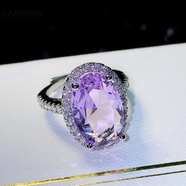 

Women's 925 Silver Natural Amethyst Micro-inlaid Zircon Ring Engagement Party Birthday Holiday Gift Jewelry Ring