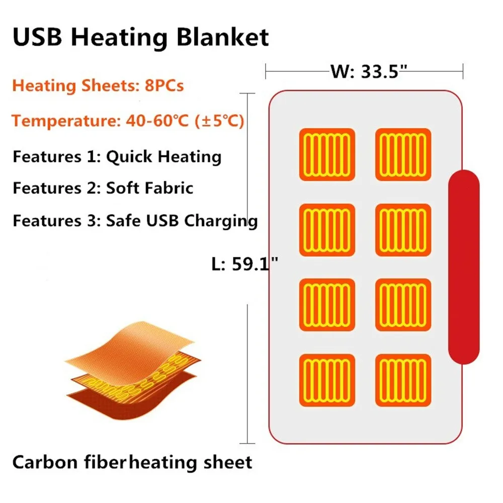 150x85cm Winter Coral Flannel Heated Blanket USB Heated Warm Shawl Thicker Heater Body Warmer Soft Heating Blanket