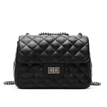 

Leather Sheepskin Soft Mini Crossbody Bag Mini Chain Shoulder Bag Female Ladies Solid Color Black Ladies Bag Shoulder