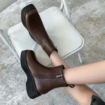 comprar Luz Sola Do Punk Goth Womens Botas Praça Toe Plataforma Cunhas Tornozelo Botas De Inverno Mulher Sapatos Mais Tamanho 44 45 46 47 Chelsea Botas