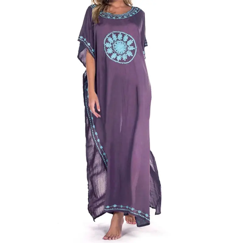 Черное марокканское платье-кафтан с v-образным вырезом, пляжный женский летний купальник, накидка размера плюс, рукав с разрезом по бокам, туника N643 - Цвет: 643