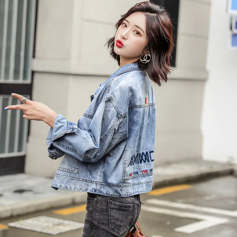 

2019 Spring And Autumn New Style Hong Kong Flavor Retro Versatile Casual Jeans Coat Women's Short Small Jacket Tops Fashion