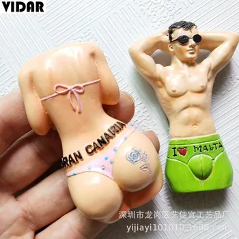 

VIDAR Creative Hawaiian Holiday Fridge Magnet Beach Boy Girl Cartoon Creative Magnet Fridge Magnet