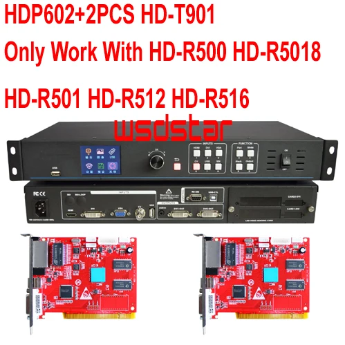 HDP602 + 2 шт. HD T901 светодиодный видео процессор Вход USB/HDMI/DVI/VGA/CVBS 1920*1200 экран в аренду