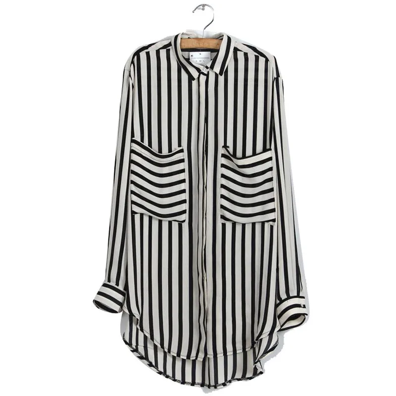 Formal blouses Sleeve Button Down Women's Shirt Vertical Striped Chiffon Career y camisas| - AliExpress