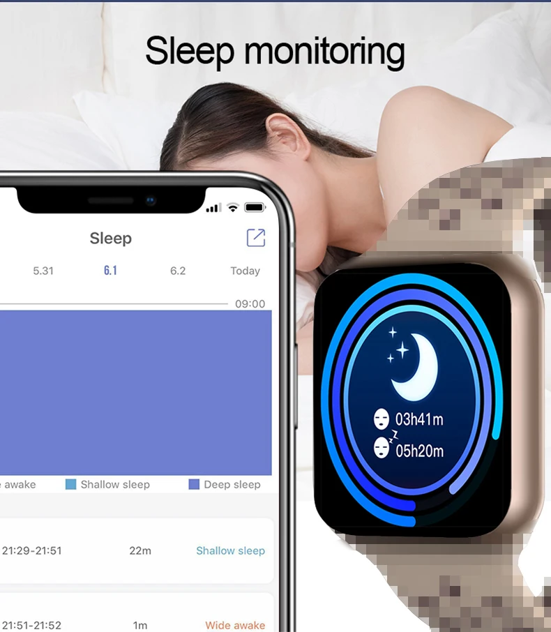 F8 Smart Watch Men Women Smart Clock Heart Rate Blood Pressure Oxygen Monitoring Fitness Tracker IP67 Waterproof F9 Sports Watch