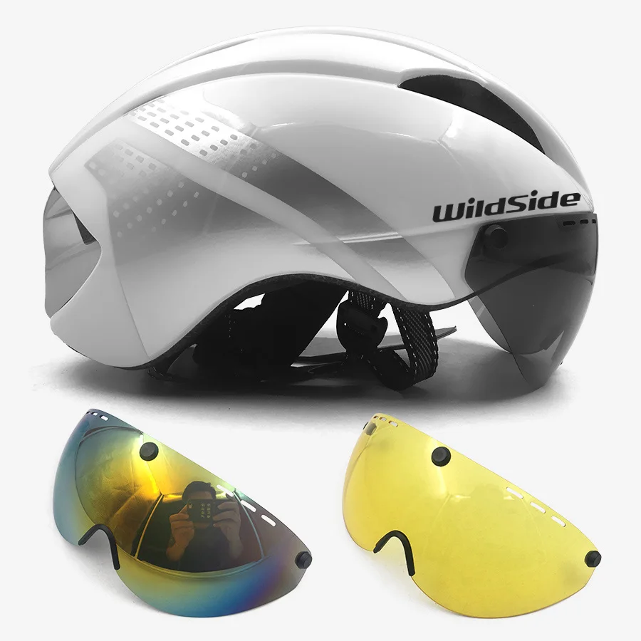 Aero helmet tt time trial, велосипедный шлем для мужчин и женщин, очки для гоночного шоссейного велосипеда, шлем с линзой, велосипедное снаряжение Casco Ciclismo - Цвет: COLOR 3.1