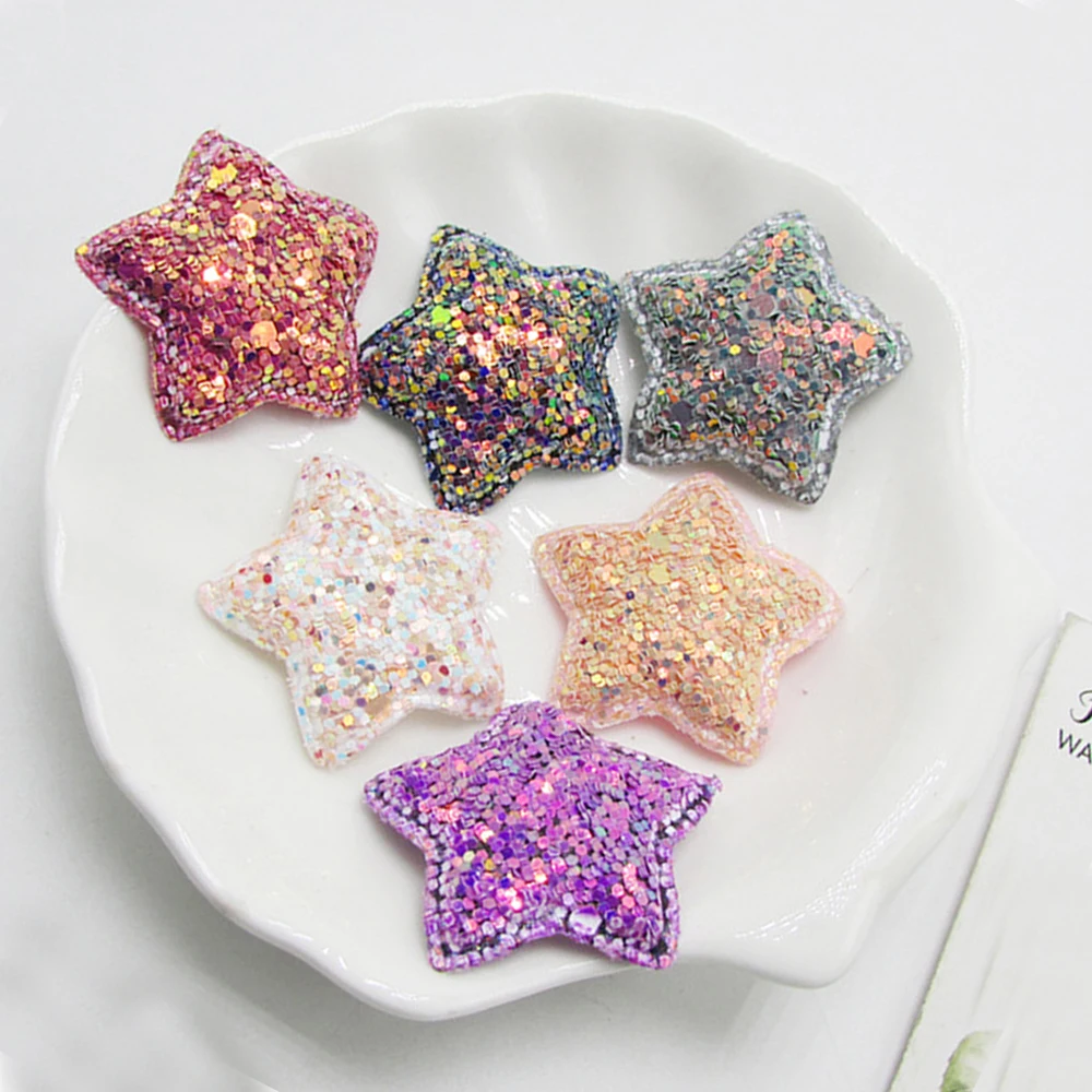 

10pcs/bag Glitter Patches Stars Cheap Appliqued DIY Craft Manualidades Supply Wedding Decoration Handmade Garment Decorative