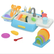 Ролевые игры кухонные игрушки Ролевые пластиковые моделирование электрическая посудомоечная машина раковина игрушка с кухонный набор для готовки для девочек детские подарки