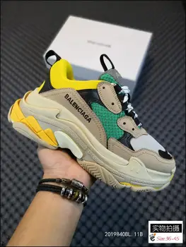 

Balenciagas Triple S Clear Sole Black shoes Women Dad Clear Sole White Trainers Fashion Neon Green Sneakers