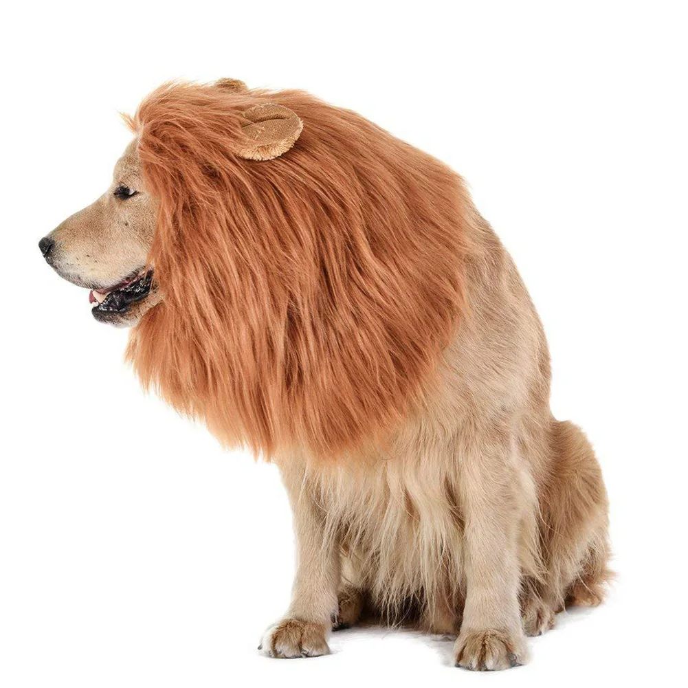 Большой парик для собак, Льва, гривы, Рождественский парик для собак, костюм для волос, нарядное платье, подарок на Хэллоуин, забавная шляпа для косплея, милая шапка для домашних животных