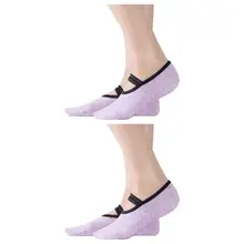 Носки для йоги, 2 пары нескользящие носки для пилатеса с балетными ремешками и силиконовые зажимы#3O03