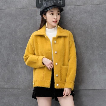 

KMETRAM Autumn Winter Jacket Women Fashion Woolen Coat Female Faux Mink Fleece Korean Jackets Elegant Outwear Manteau Femme MY