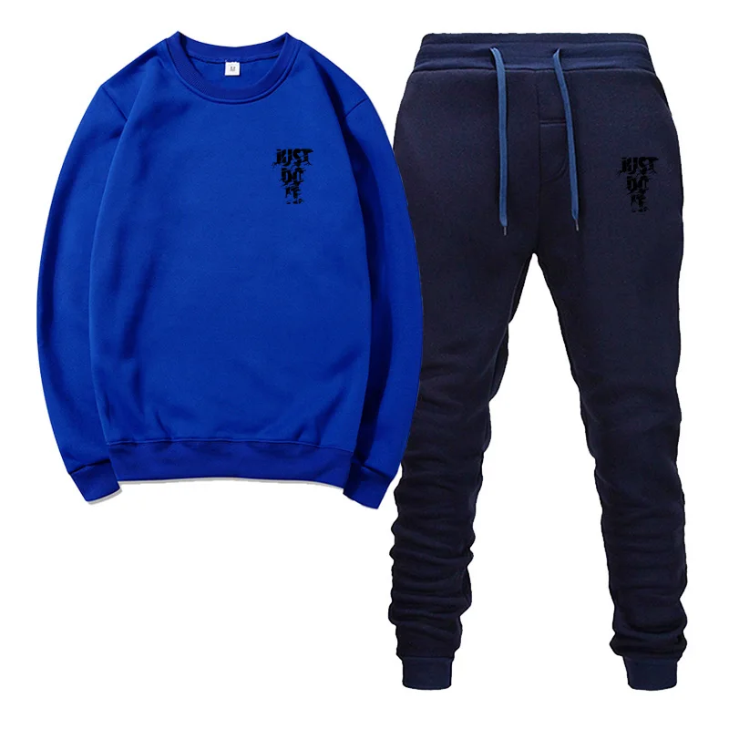 Blue and navy17 Популярный бренд мужской свитер спортивный костюм принты термобелье мужские спортивные наборы флис плотное худи+ штаны спортивный костюм мужской - Цвет: Blue and navy17