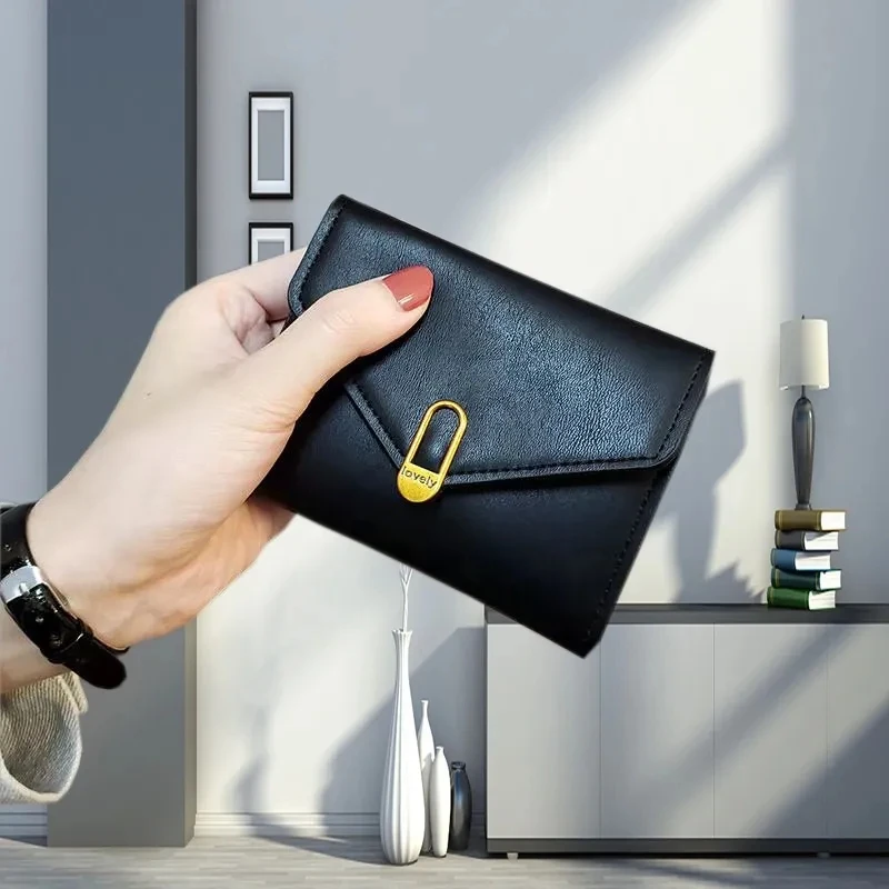 Portefeuille court en cuir PU pour femmes, petit porte-monnaie carré Simple, porte-cartes de crédit