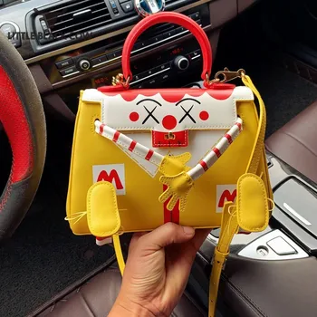 

Leisure Yellow Crossbody Leather Bag Women 2020 Cartoon Printing Kawaii Small Satchels Designer Female Messenger Tote Handbag