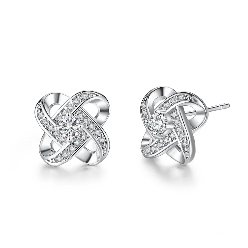

LE1348 Gem rotating stud earrings Simple and eternal heart earrings
