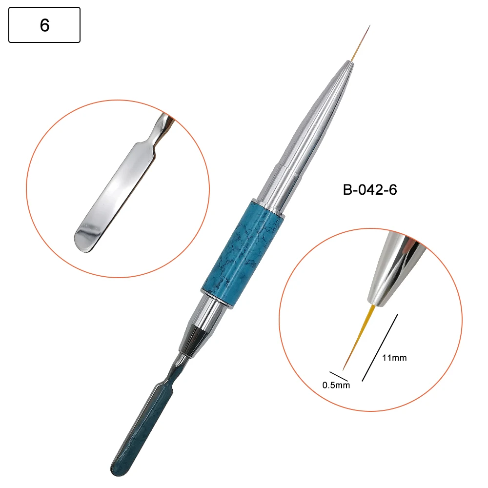 8 типов синий металлический стержень красочные Кисти для ногтей акриловое УФ градиентное покрытие гелем ручка для рисования Bgirl Маникюр Инструмент для дизайна ногтей B042 - Цвет: B042-6