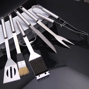 

1 Set Aluminium Case BBQ Tools Stainless Steel 6-piece Grill Barbecue Tool for Outdoors Restaurant