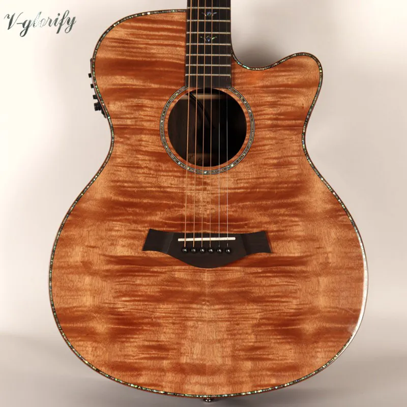 

good quality flame maple top acoustic guitar technic wood fingerboard rosewood back with tuner function