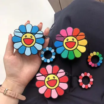 

Durable Fashion Cute Colorful Flowers Soft Silicone Protective Cover Shockproof Case Skin With Lanyard for Airpods 1/2 Charging