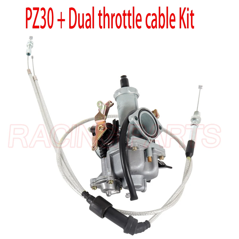 PZ30 30mm Carburetor Accelerating Pump Cable Choke Carb PZ30B + Dual throttle cable Kit for ATV Dirt Bike Pit Quad 200cc 250cc | Автомобили
