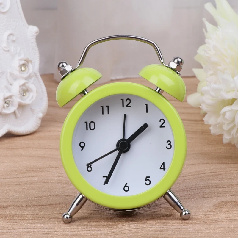 

Portable Cute Mini Round Battery Alarm Clock Desktop Table Bedside Clocks Decor GXMA