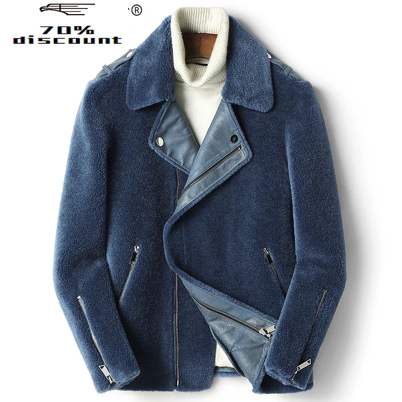 

Men's Real Fur Coat Winter Sheep Shearing 200% Wool Coat Motorcycle Jacket Abrigo Hombre Invierno 2020 D02A29026 KJ3053