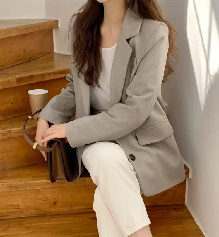 New Spring Autumn Women Blazer Jacket Casual Work Suit Coat Office Lady Fashion  Long Sleeve Slim Blazers Female