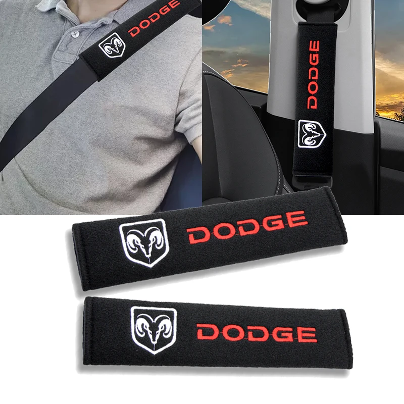 

2Pcs Cotton Car Brand Logo Shoulder Belt Safety for Dodges Challenger RAM 1500 Charger Avenger Caliber Nitro Seatbelt Cover