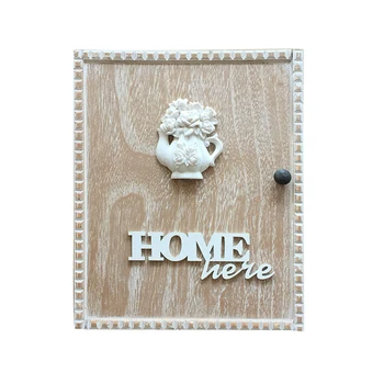 

Safe Wall Mounted Retro Storage Home Decor Gifts Craft Practical Key Holder Box European Style With 6 Hooks Rustic Finish Wooden