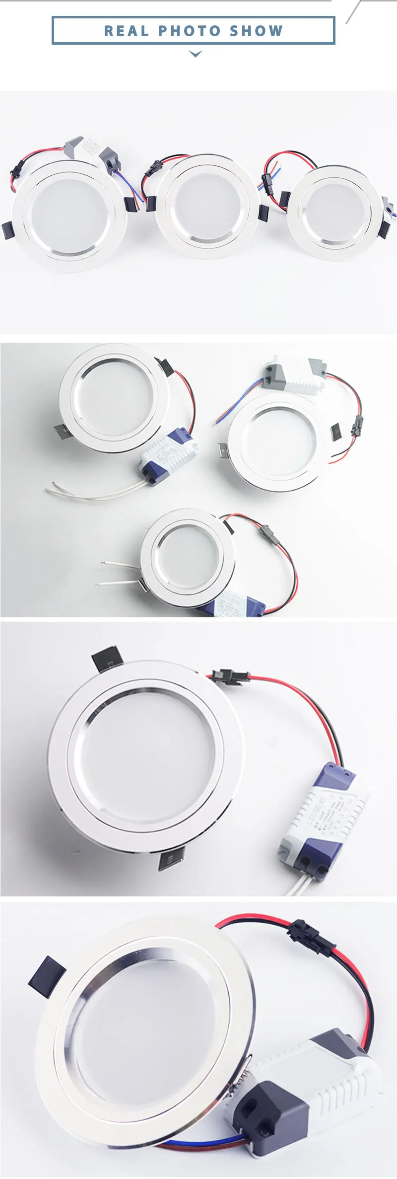 Round LED Downlight 3W 5W 9W 12W 15W 18W Silver White Ultra Thin Aluminum AC110V 220V 240V Round Recessed LED Spot Lighting