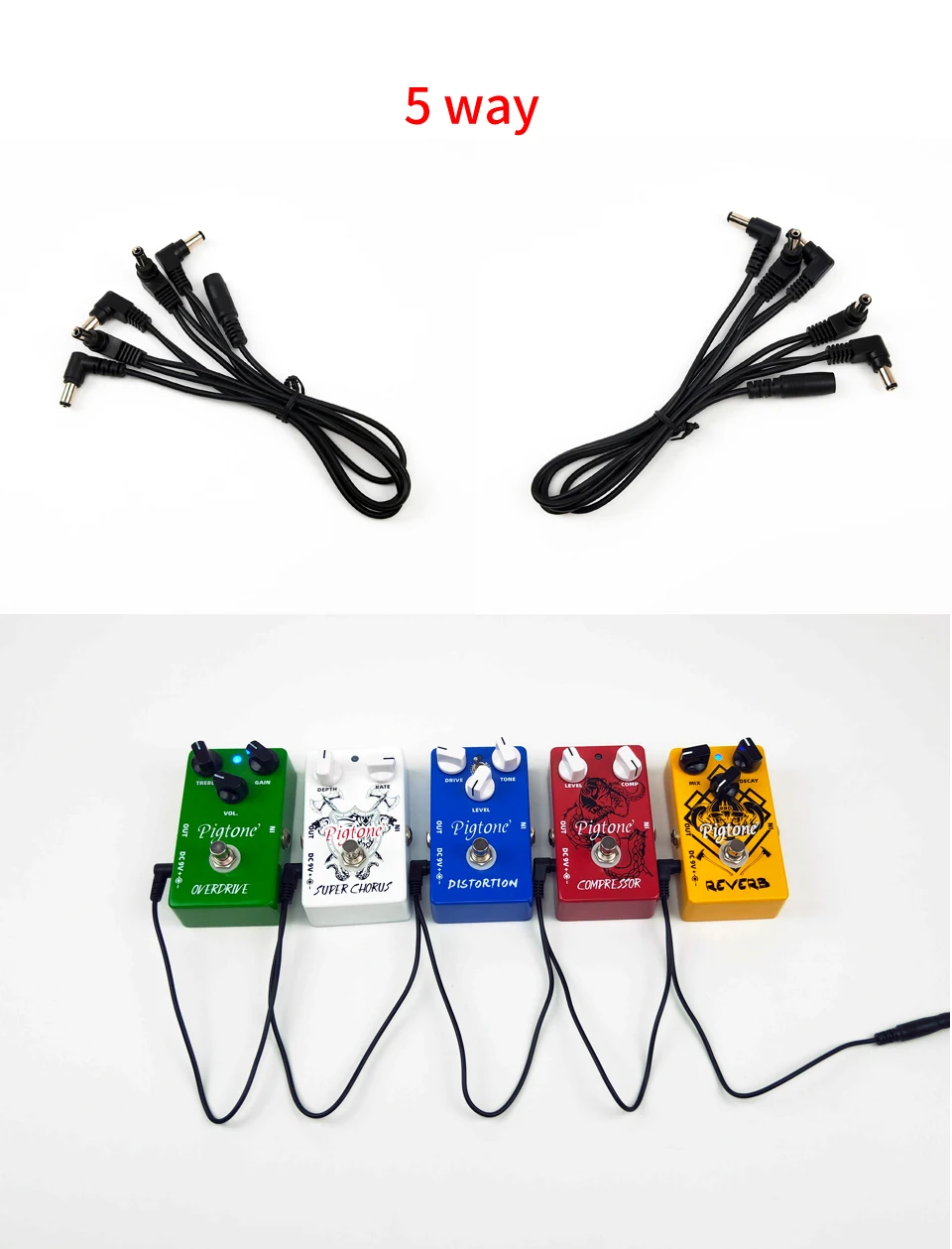 Daisy Chain 1 to 3 5 6 8 Ways Guitar Effects Pedal Accessories Power Supply Cable for 9V DC Adapter Plug