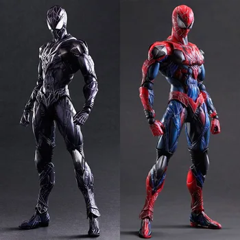 

23cm Play Arts Kai Spiderman Black Assembly Action Figures Super Movable Joints Pvc Figurines Marvel Superhero Collectible Toys