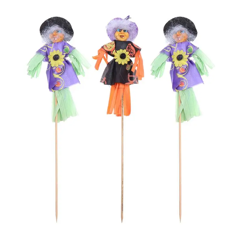 3pcs Scarecrow Ornaments Cute Funny Witch Shape Straw Doll for Party | Дом и сад